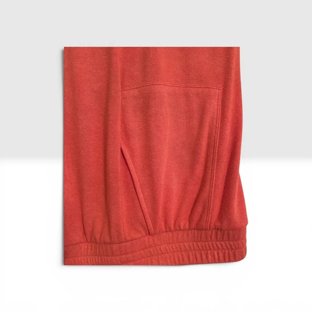 AnyBody Lg Petite Coral Soft Knit Crop Lounge Pants Wide Leg Tulip Hem Pocket